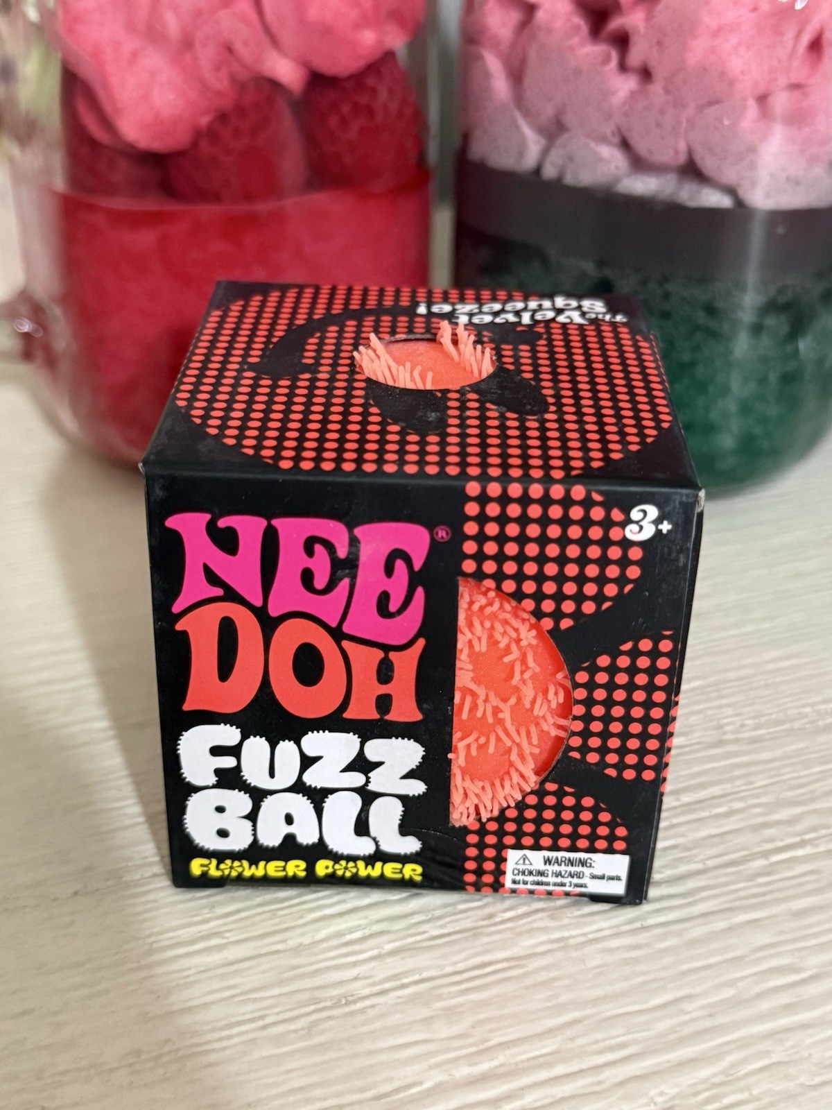 Orange Needoh FUZZ BALL Flower Power Nee Doh Squishy NEE-DOH Fuzzball AUTHENTIC