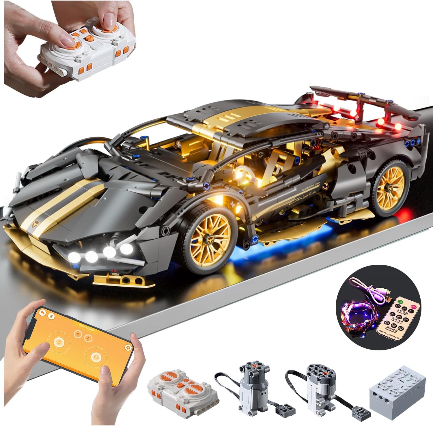 1:14 RC Supercar Building Block Set 1314 PCS LED