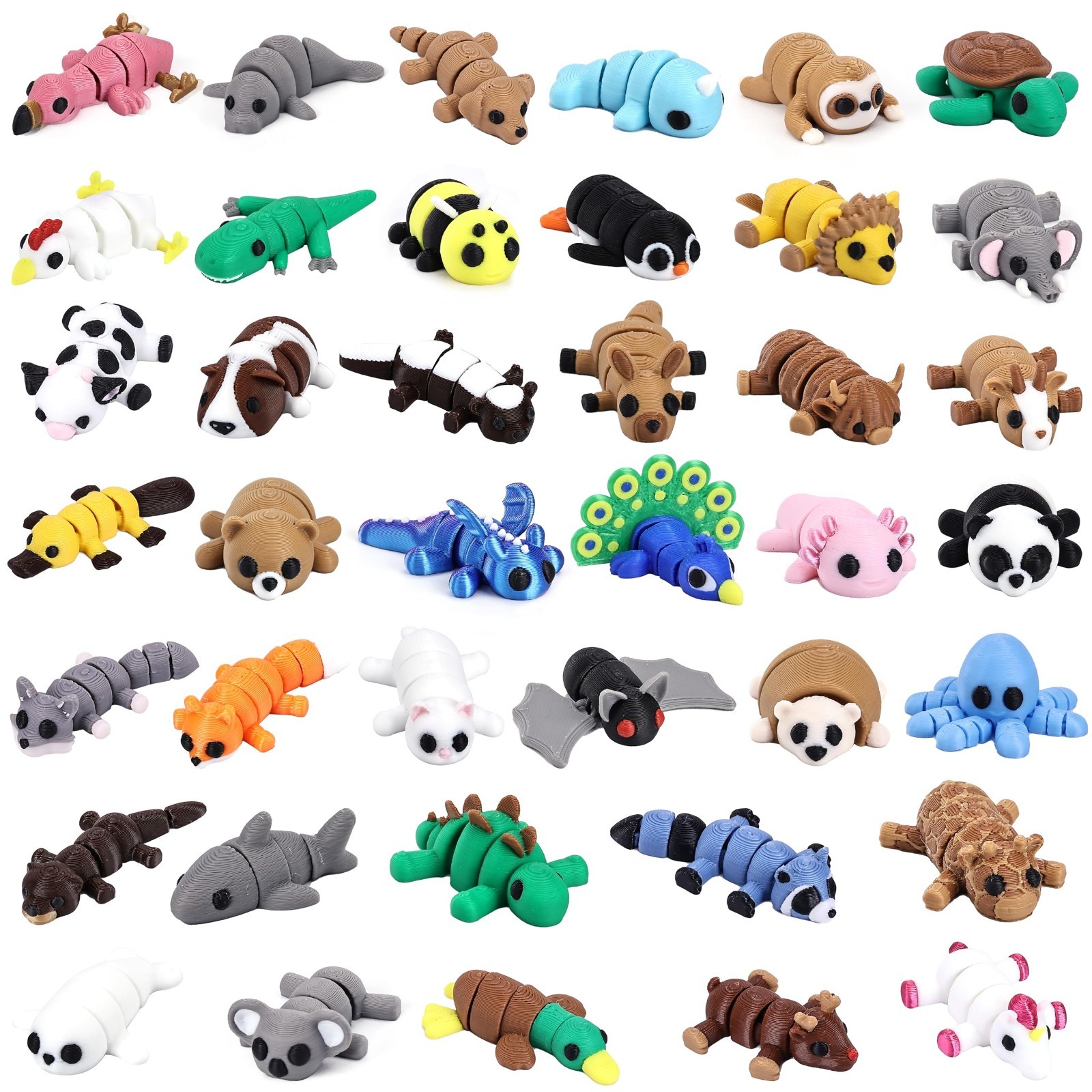 40 PCS 3D Printed Animal Figurines – Articulated Fidget Toys & Desk Decor, Party