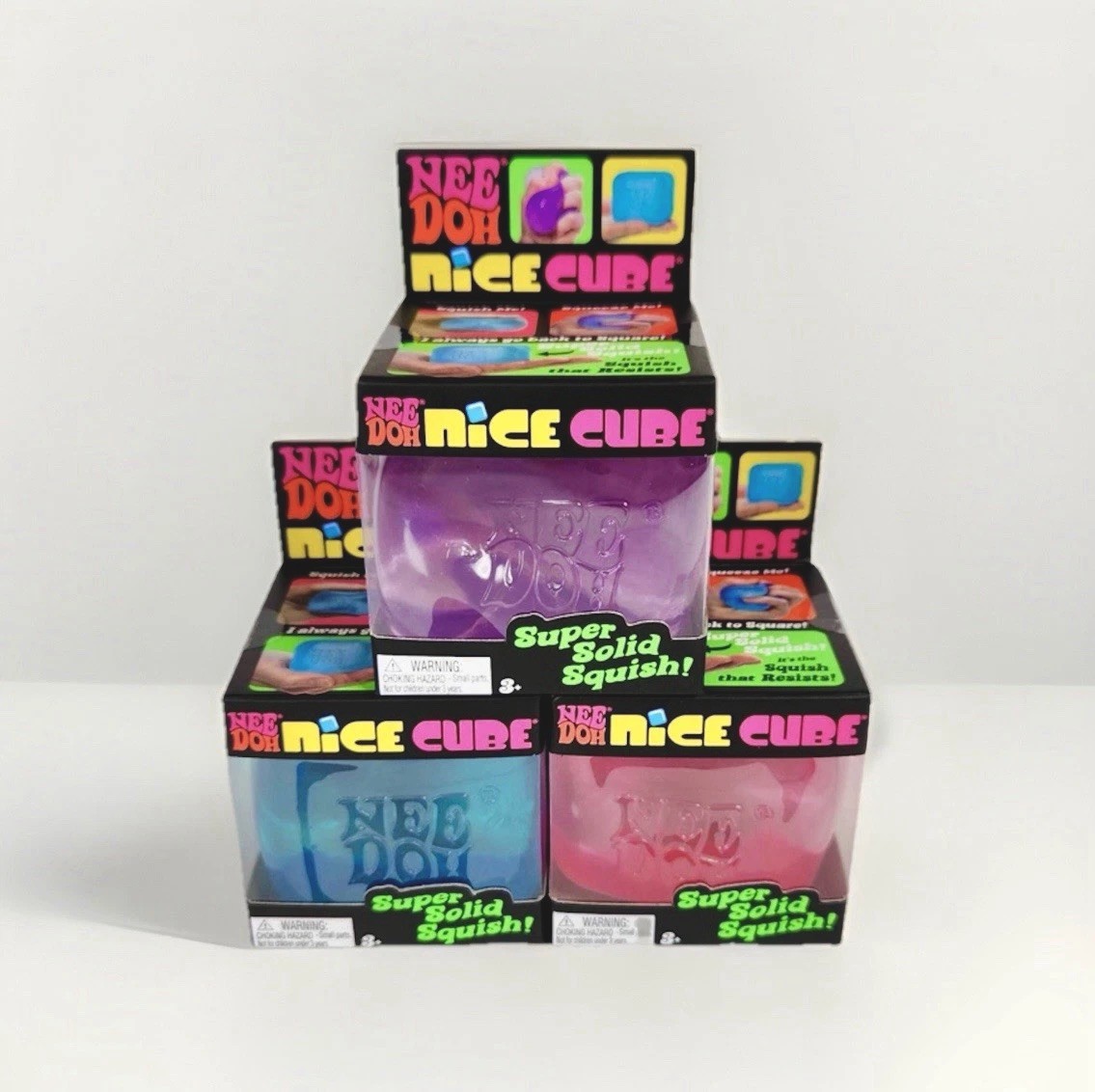 Pink NeeDoh Nice Ice Baby Sensory Squish Cube Super Solid Stress Toy