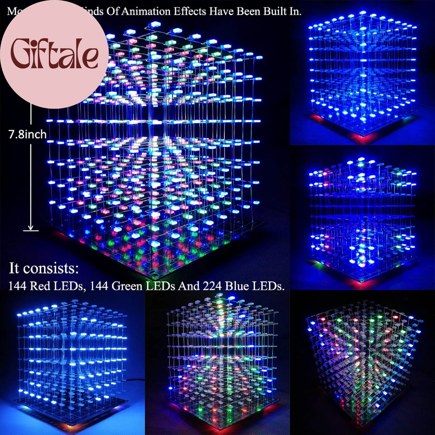 3D Led Cube DIY Electronics Kit 8X8X8 Led Cube DIY Soldering Project Kit(3D8S-Mu