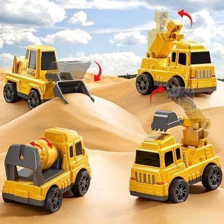 JUKUDAHU Trucks for Toddlers 2-4 13.3 x 4.3 x 5.7 inches, 5 Construction Cars