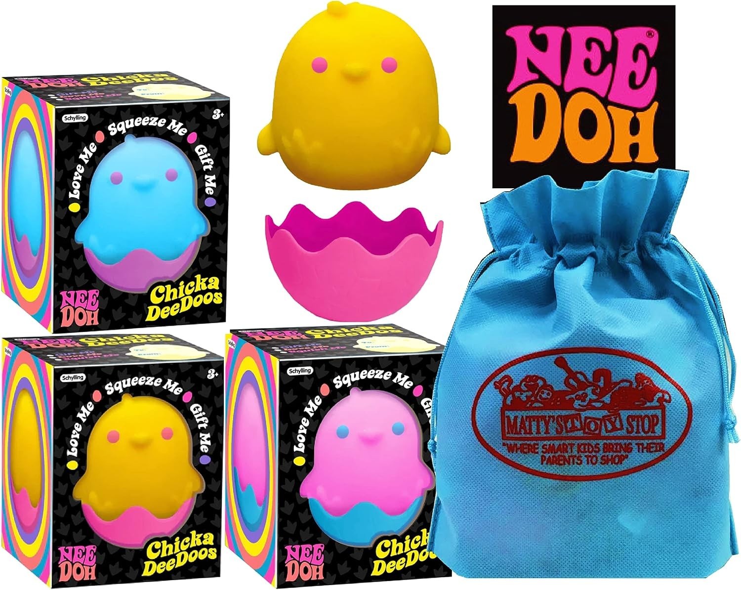 NeeDoh Chicka DeeDoos Tactile Squeeze Toy Yellow/Purple Age 3+ / New in box