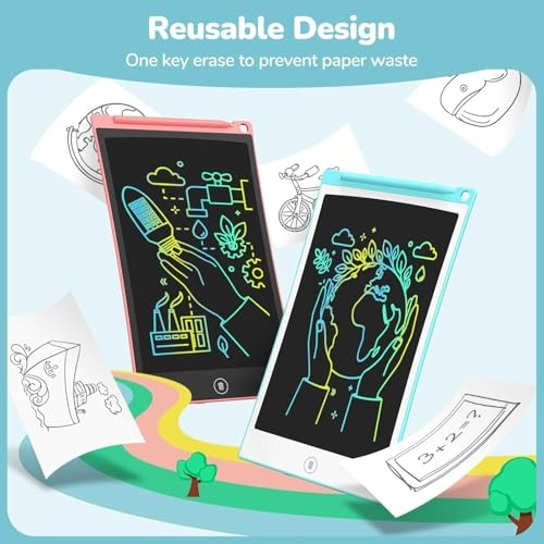 LCD Writing Tablet Set, 8.5 Inch Colorful Doodle Blue & Pink & Yellow & Purple