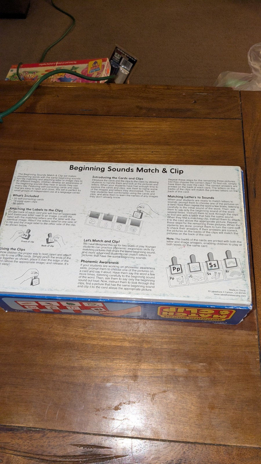 Lakeshore Match & Clip Beginning Sounds Reading Centers Complete Game Homeschool