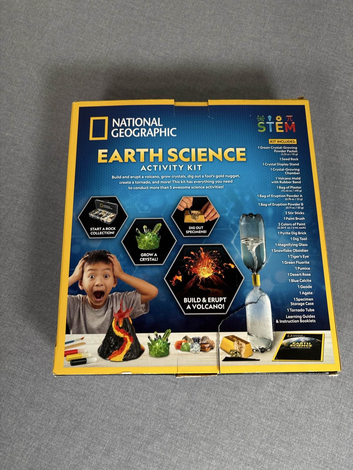 NATIONAL GEOGRAPHIC Earth Science Kit STEM Activity Grow Crystal Volcano Rocks