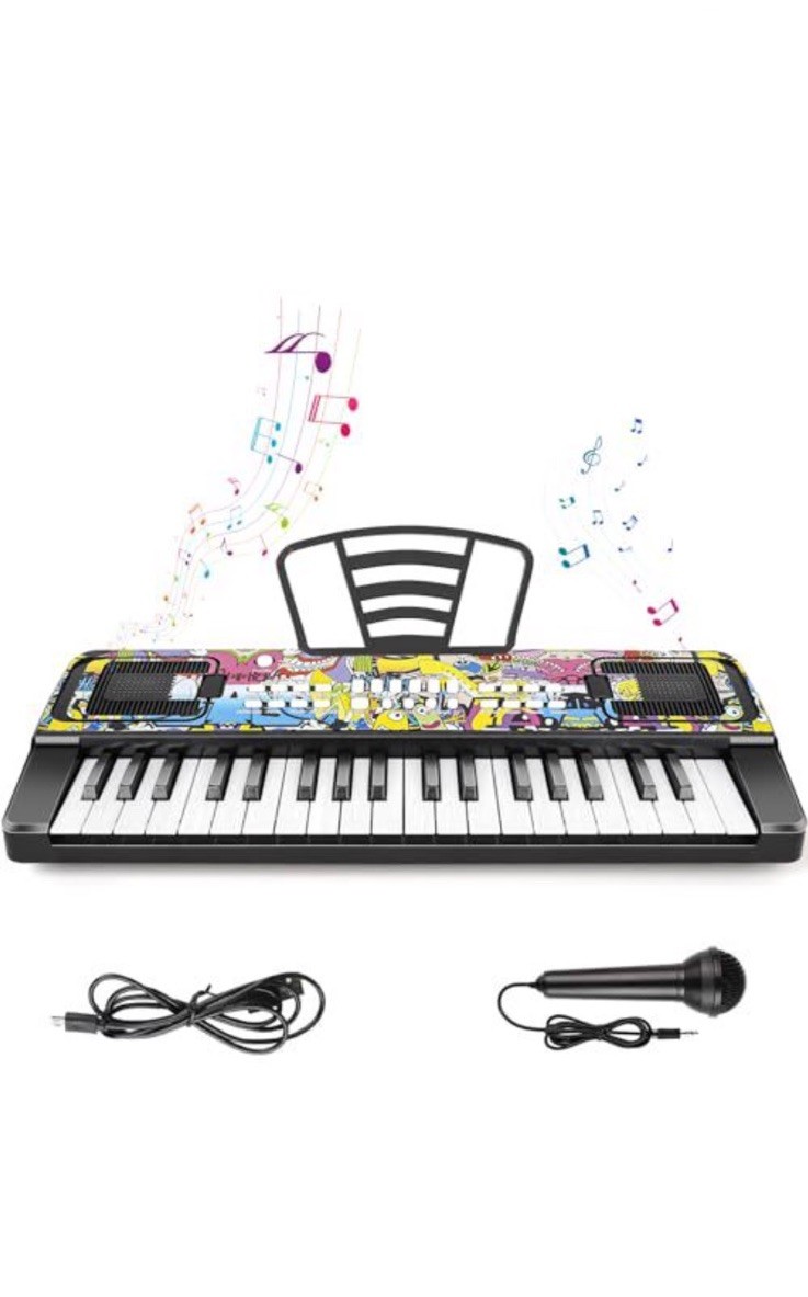 Kids Electronic Keyboard Toy with Microphone, 37 Keys, USB/Battery Powered, 2023