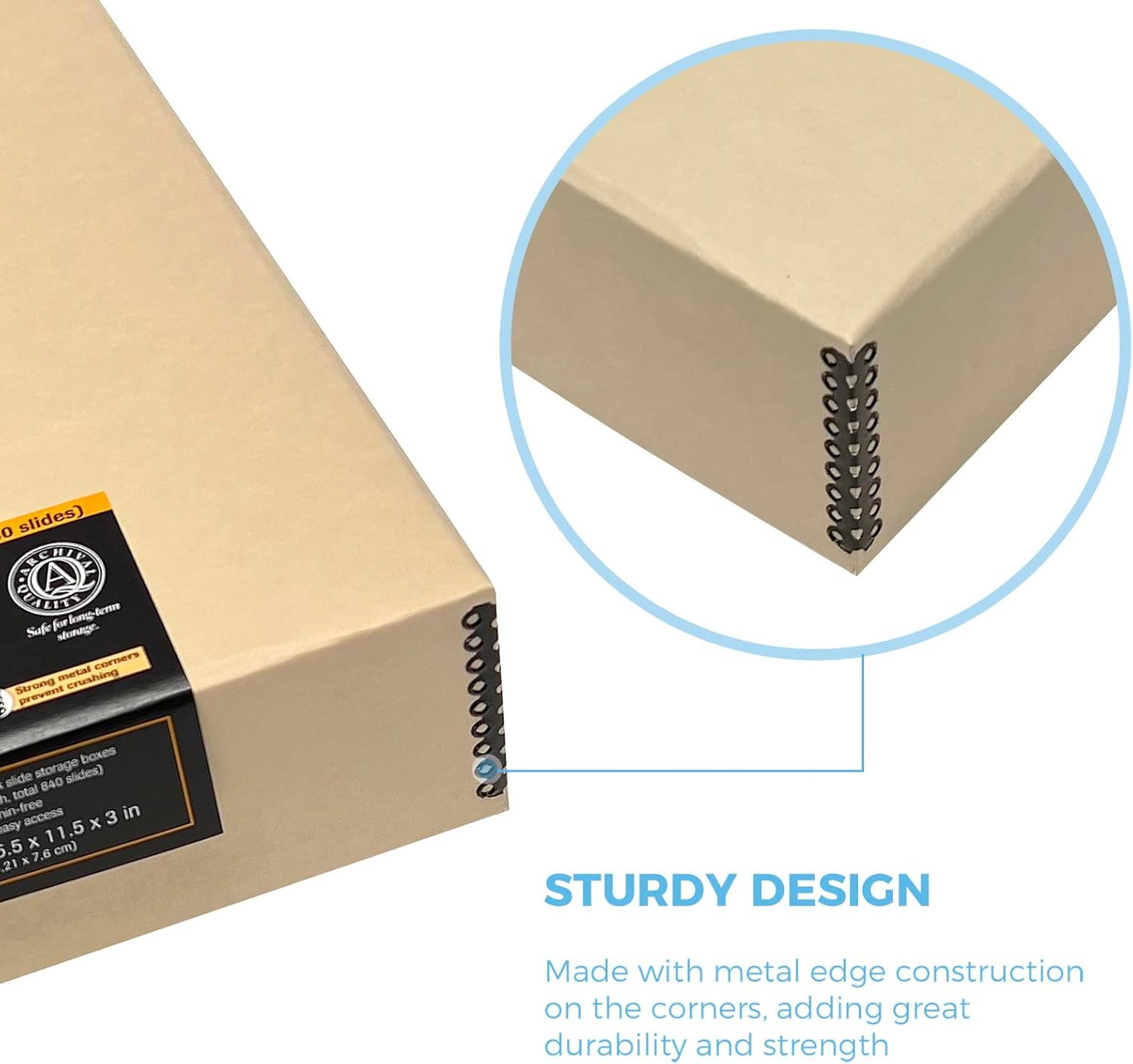 , Archival Slide Storage Box 15.5″ X 11.5″ X 3″, Holds up to 840 Films, with 6 I