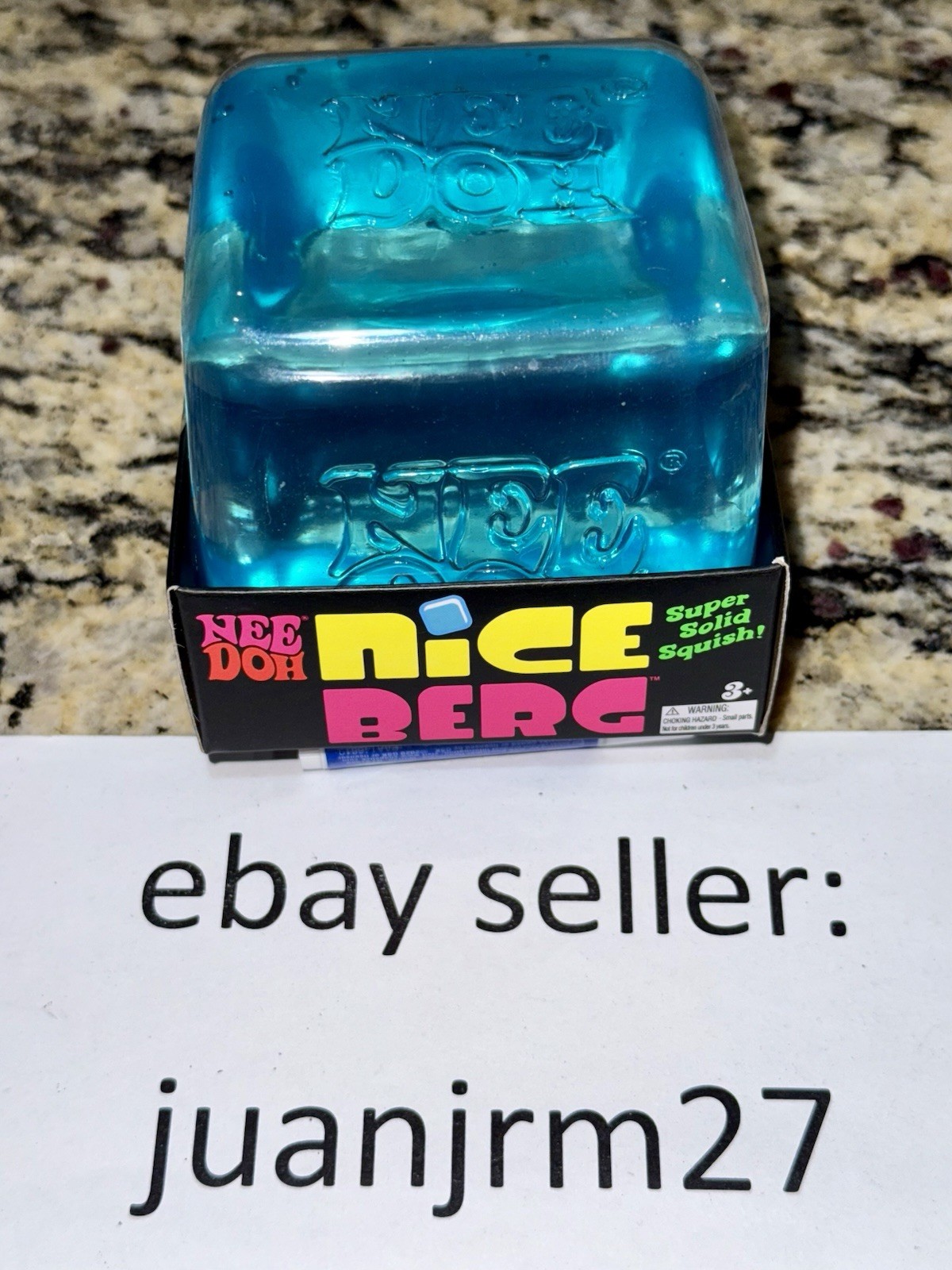Nee Doh Nice Berg Blue XL Cube Giant NeeDoh Niceberg Solid Squishy Block NEW