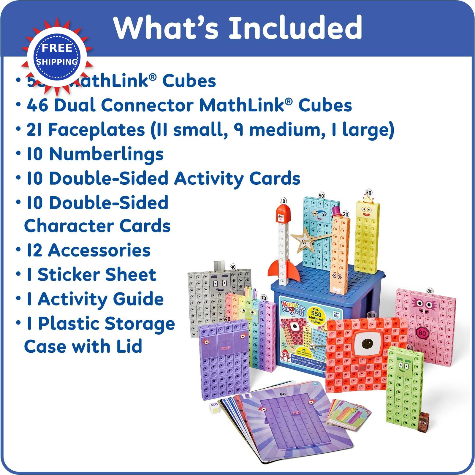 hand2mind Numberblocks Heroes with Zeroes MathLink Cubes Activity Set Preschool