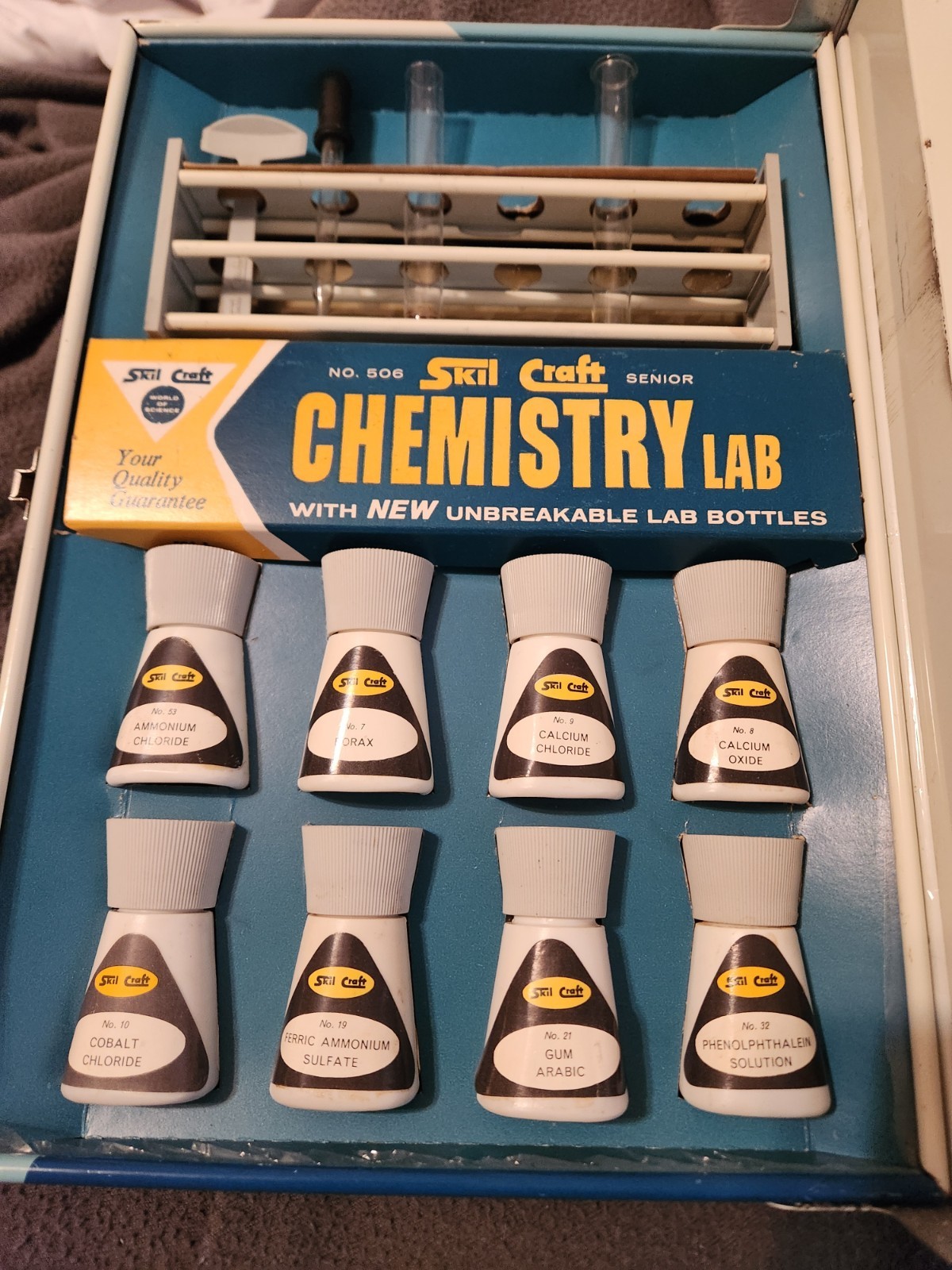 1960s Skil-Craft Chemistry Lab Set Nearly Complete Science Kit w/ Box Pyrex Tube