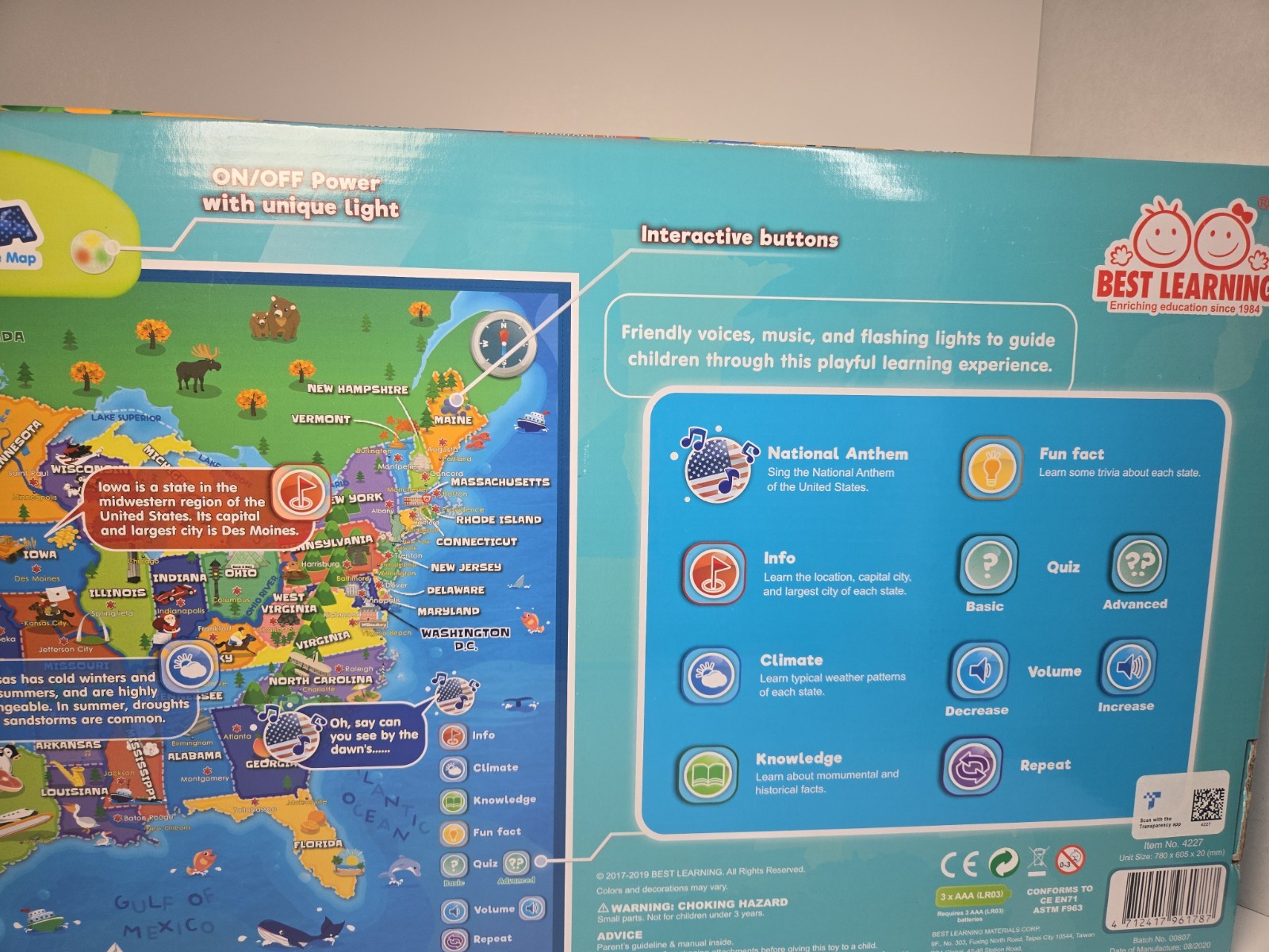 BEST LEARNING i-Poster My USA Interactive Map Educational Talking Toy Kids New
