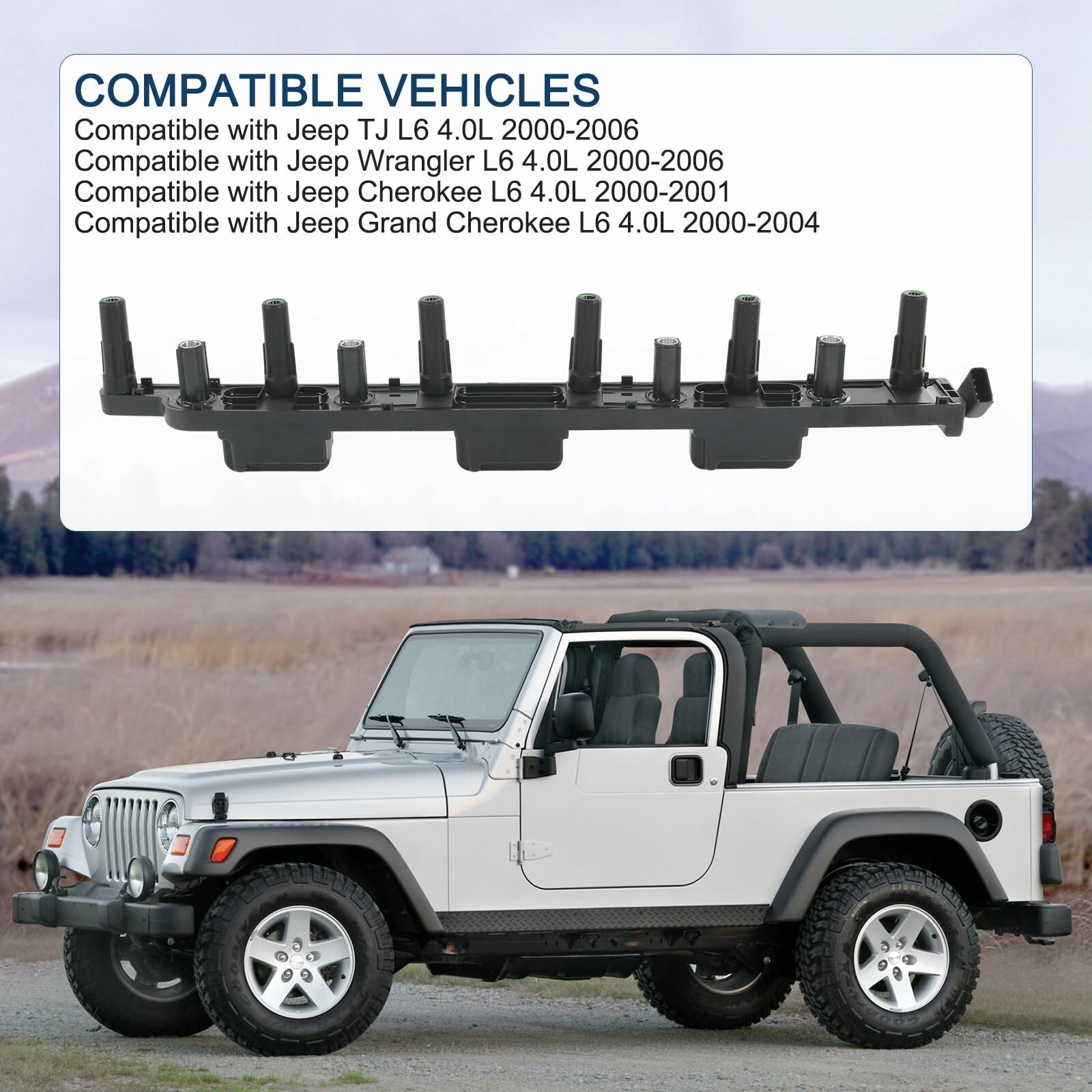 Set of 6 Ignition Coil Pack Compatible with Jeep Cherokee Grand Cherokee Wran…