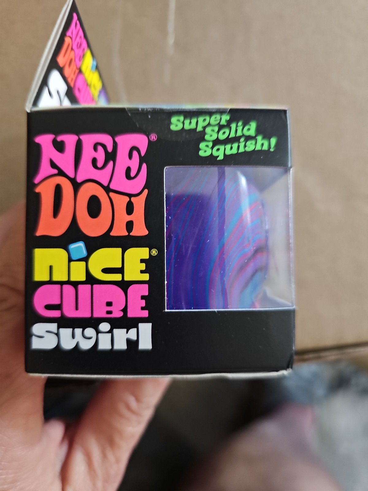 Nee Doh Nice Cube Swirl Super Solid Squish Purple Pink Blue Ages 3-4 Years 3+
