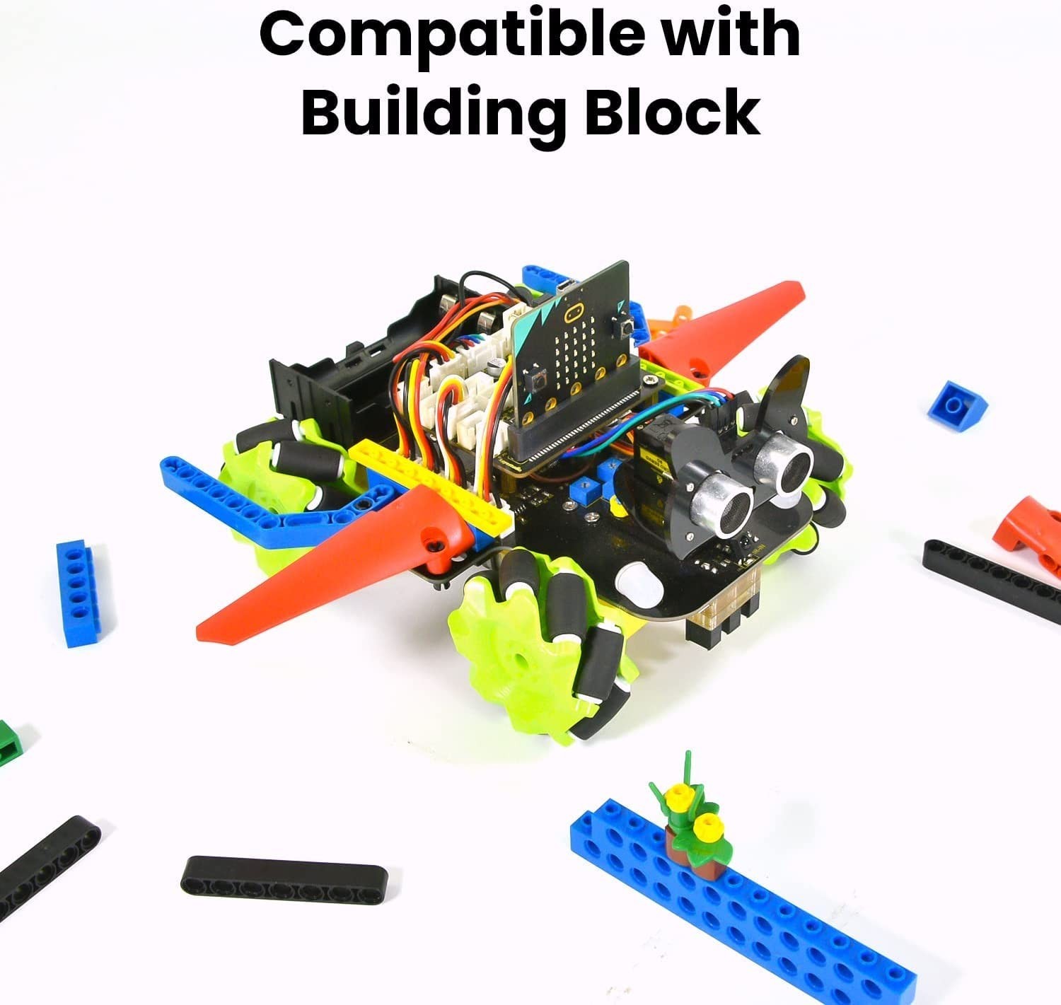 4WD Smart Car Coding Robot Kit with Microbit V2 for Makecode and Python, DIY…