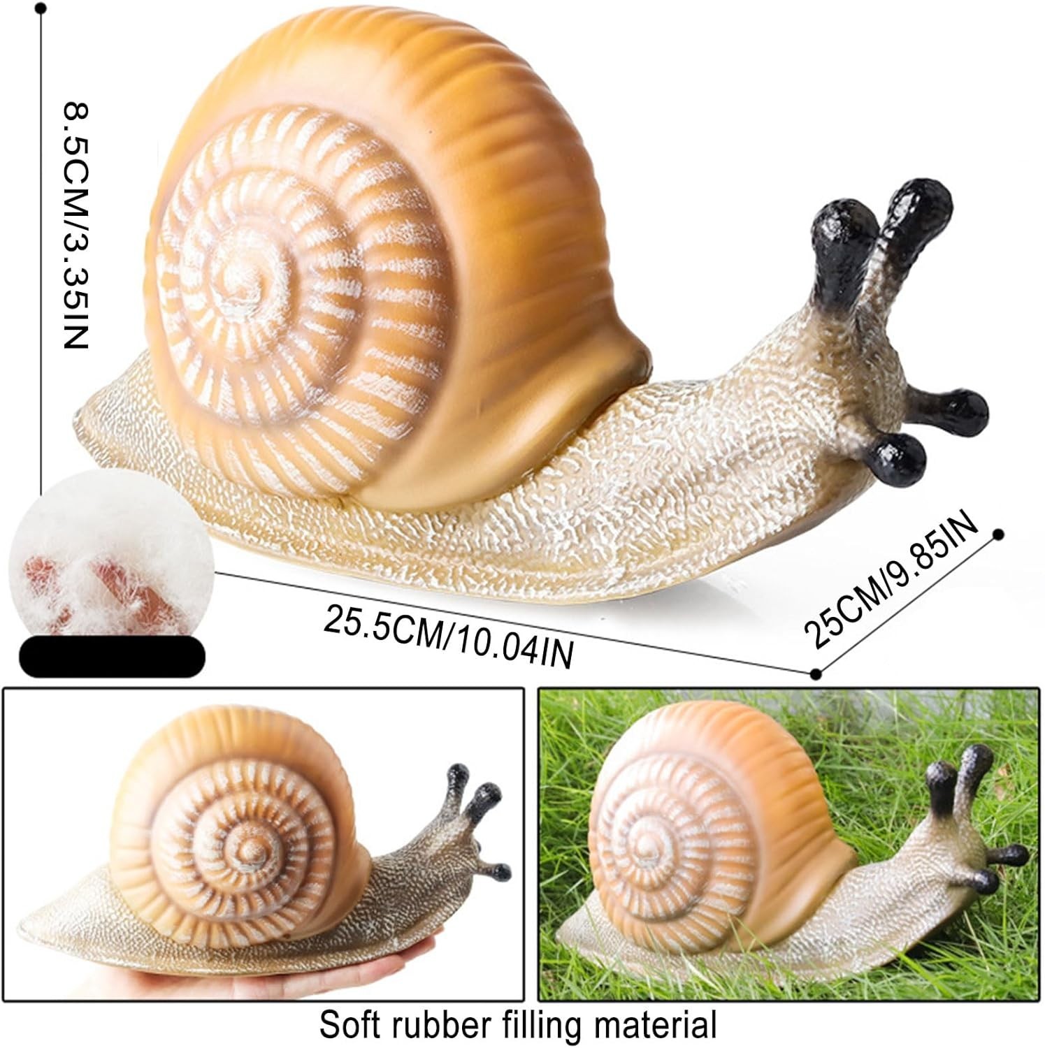 Soft Rubber Snail Figurine Toy Large Reptile Model Snail Stuffed Animal Figures