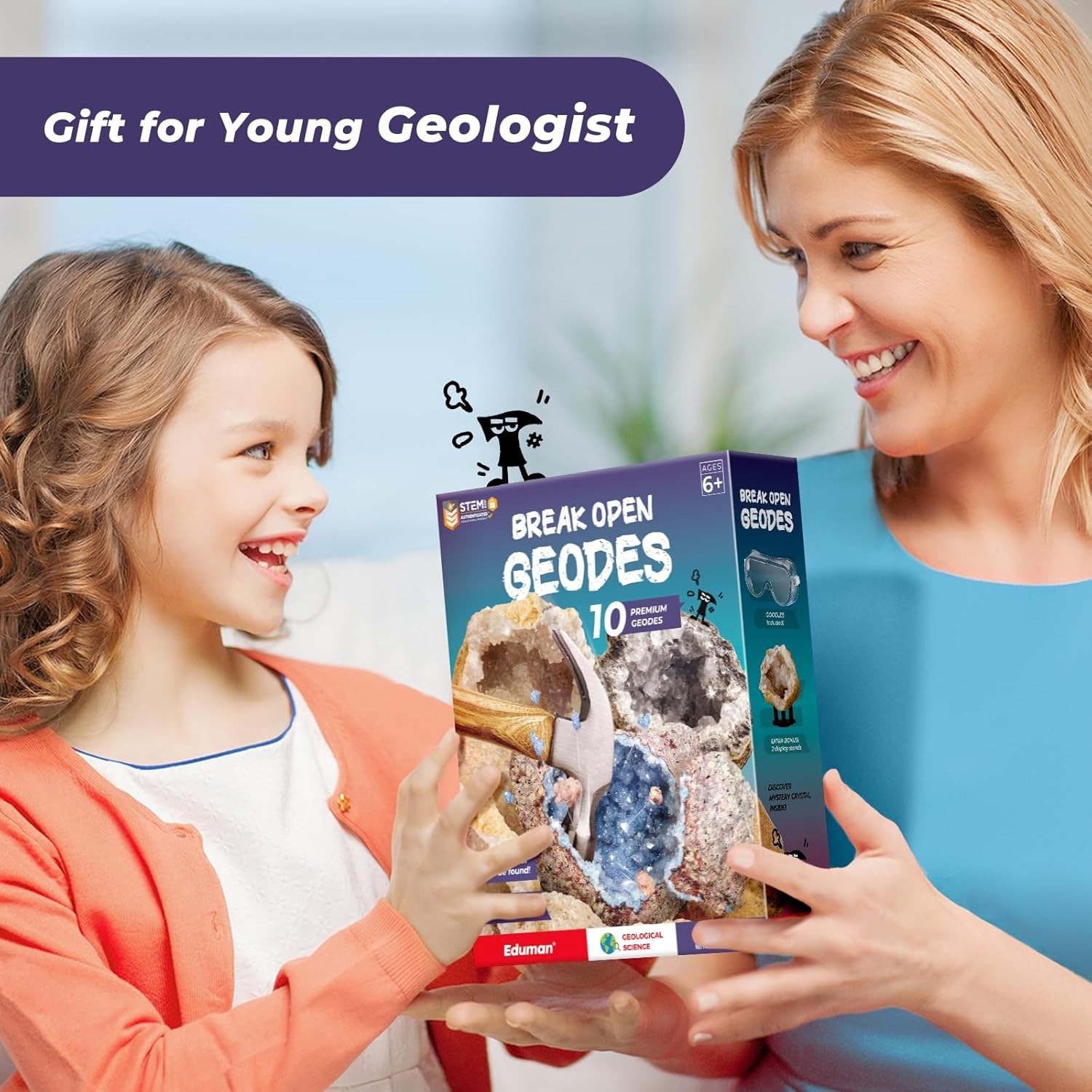 Geode Crystal Kit 10 Break Open Geodes STEM Science Toy for Kids