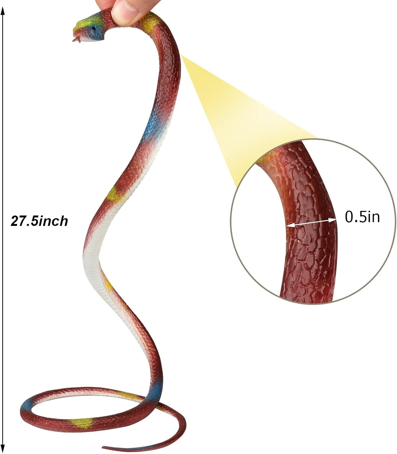 4 PCS Realistic Fake Rubber Snake for Garden Props to Scare Birds
