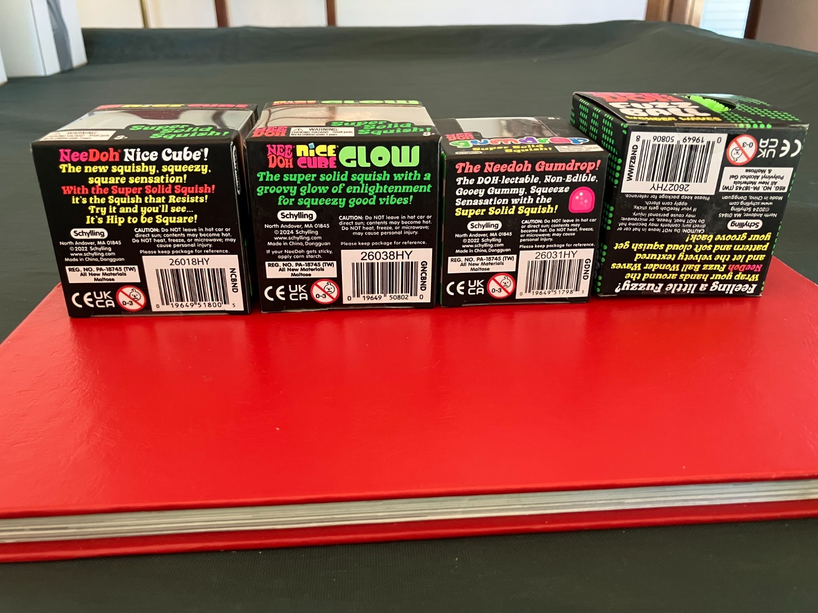 Authentic Needoh 4 Lot Nice Cube Blue Glow Orange Gumdrop Pink Fuzz Ball Green