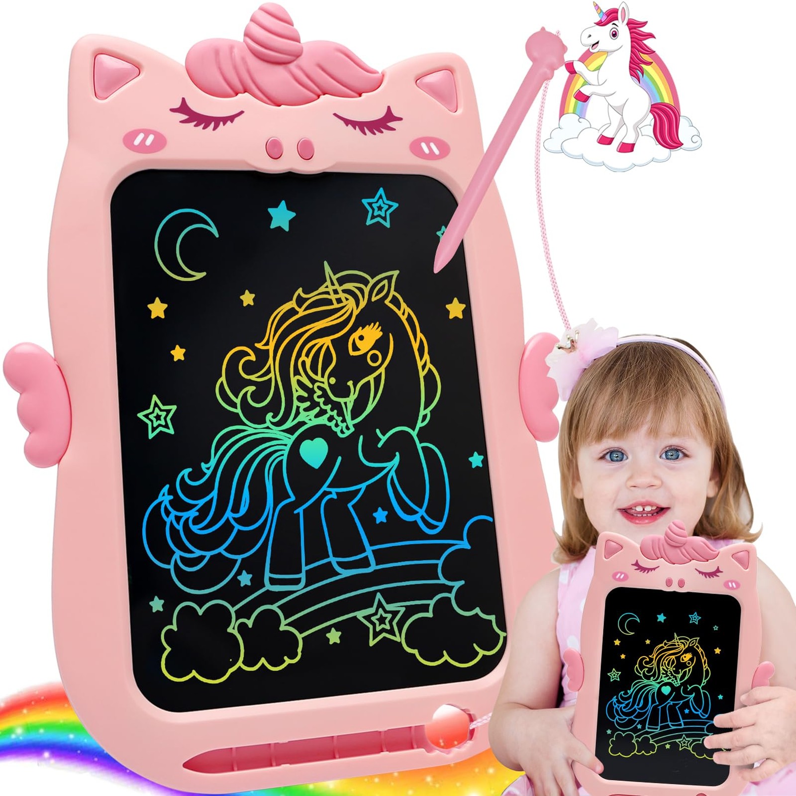 Toys for 1 2 3 Year Old Girl Gifts,10IN Writing Tablet 8″W x 11.4″H, Pink