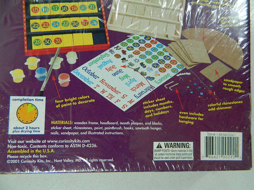 Curiosity Kits Never Ending Calendar Kids 4 and Up Arts Crafts Learning Toy