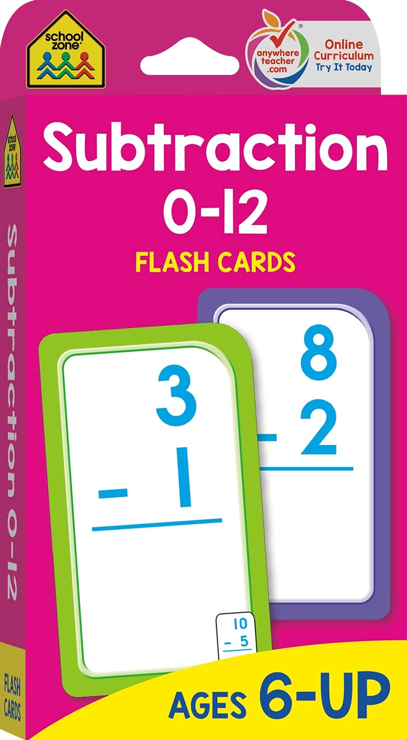 School Zone – Subtraction 0-12 Flash Cards – Ages 6 and Up, 1St Grade, 2Nd Grade