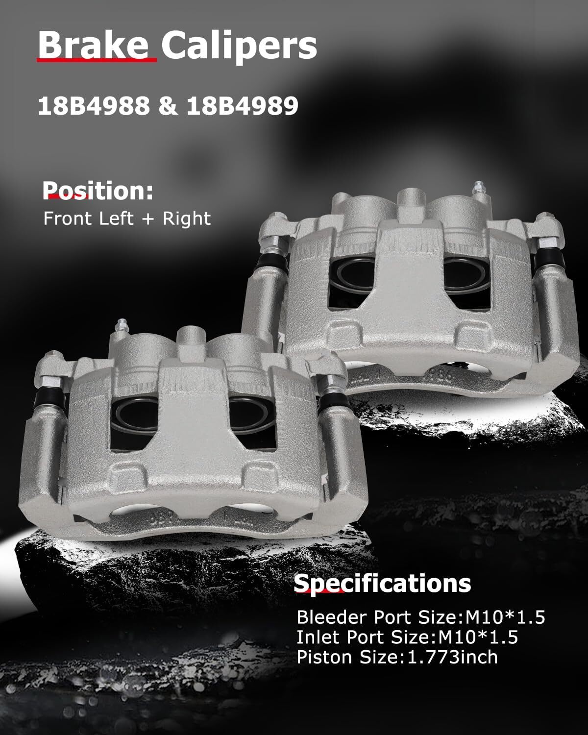 cciyu Front Left & Right Brake Calipers With Bracket 18B4988 18B4989 For Buick