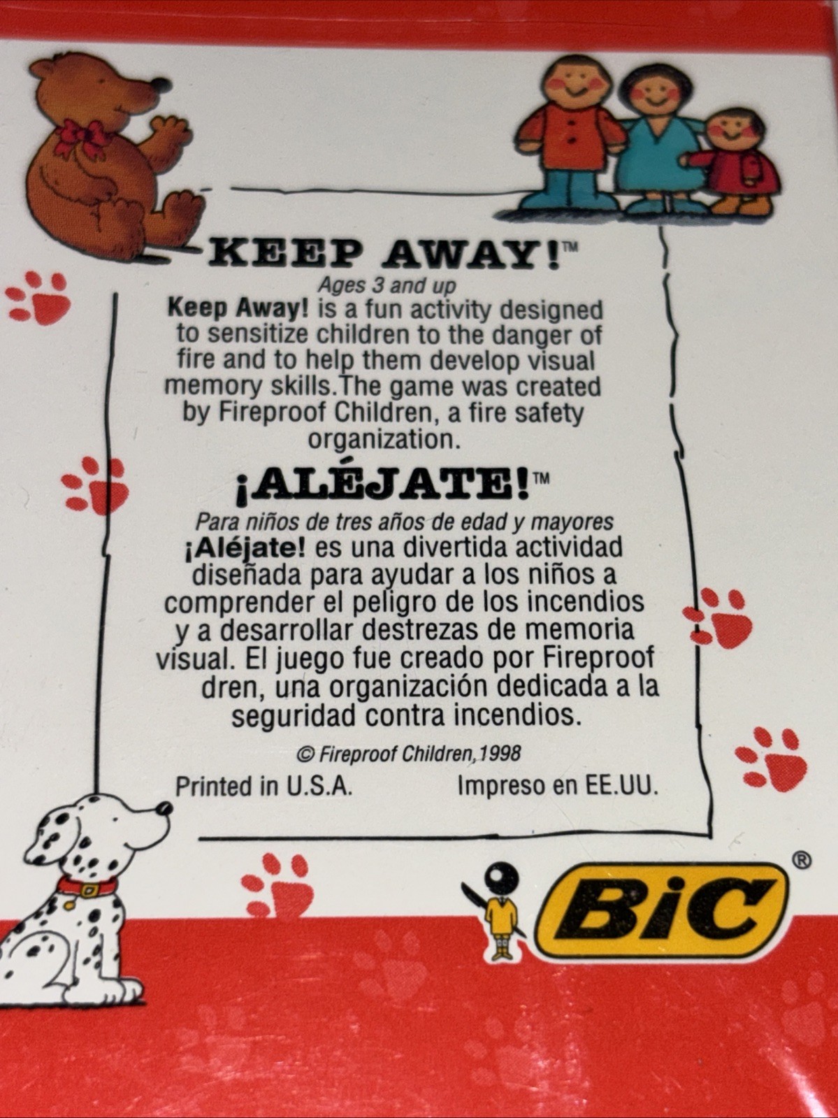 Play It Safe Bic Vintage Children’s Fire Safety Education Keep Away Card Game