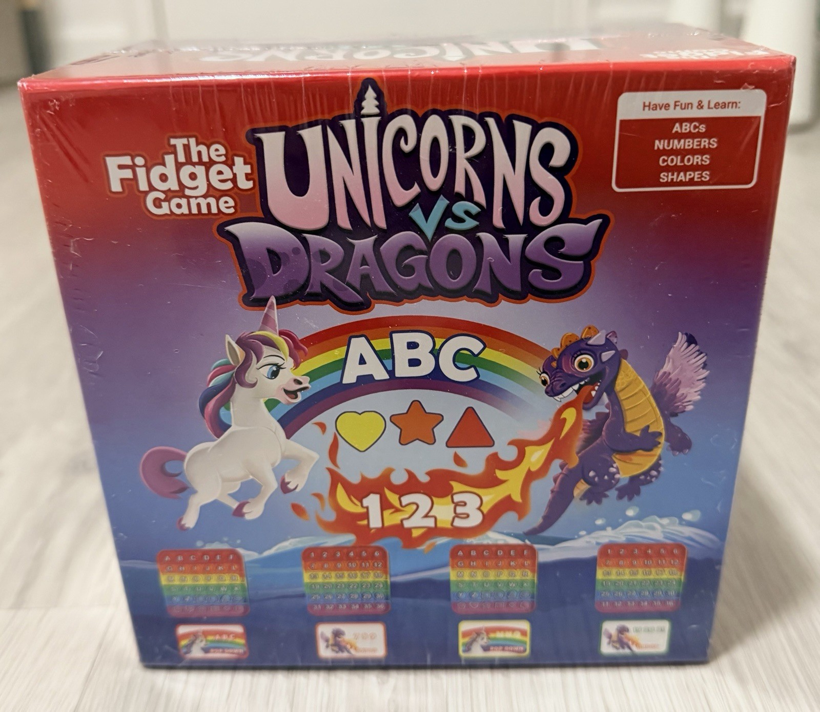 The Fidget Game Unicorns vs Dragons Educational Toys to Learn Alphabet Numbers