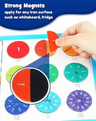 Magnetic Fraction Educational Puzzle Set – Math Manipulatives for Kids, Montesso