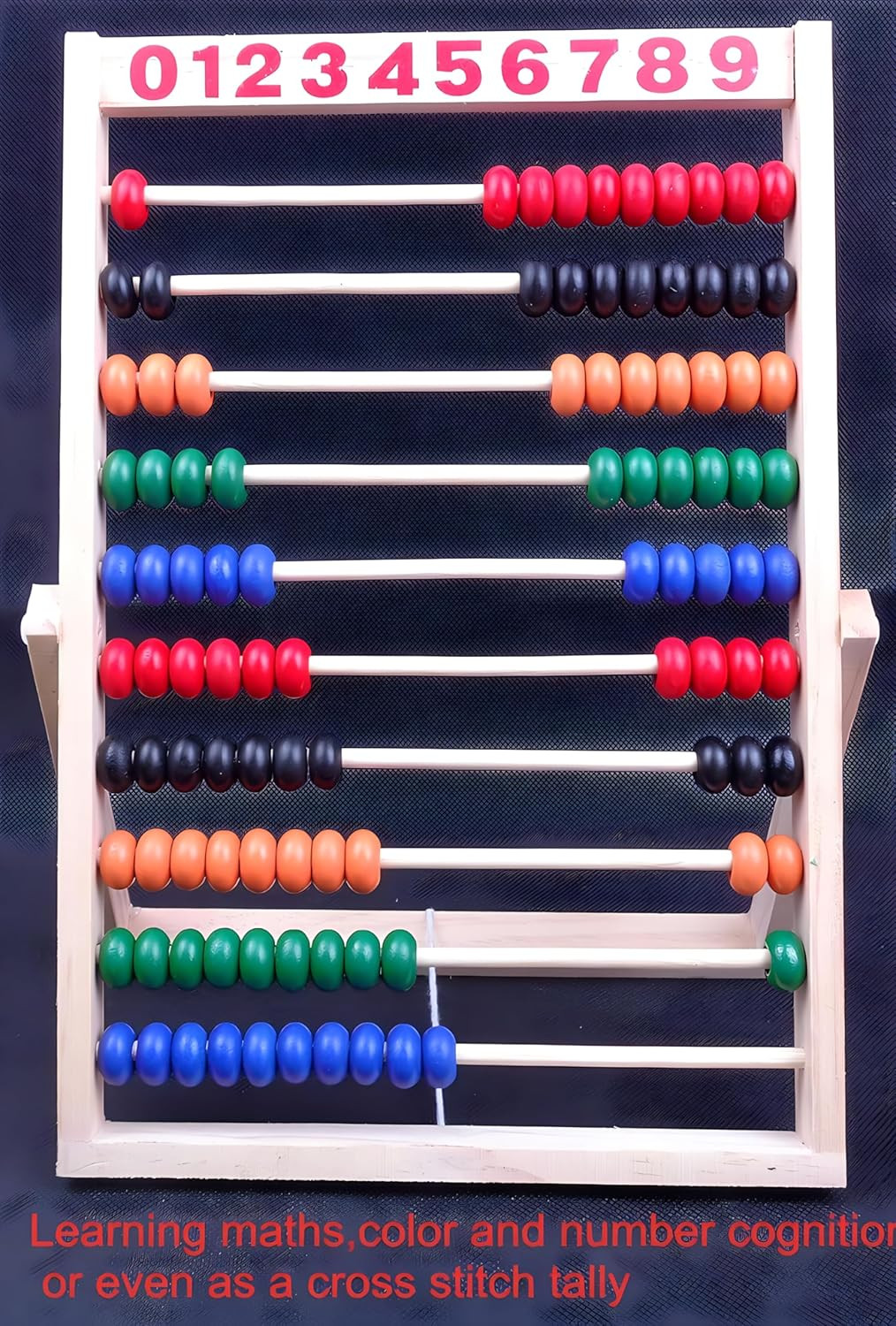 Wooden Counting Number Frame, 10 Rows Abacus for Kids Learning Math (11-1/2-Inch
