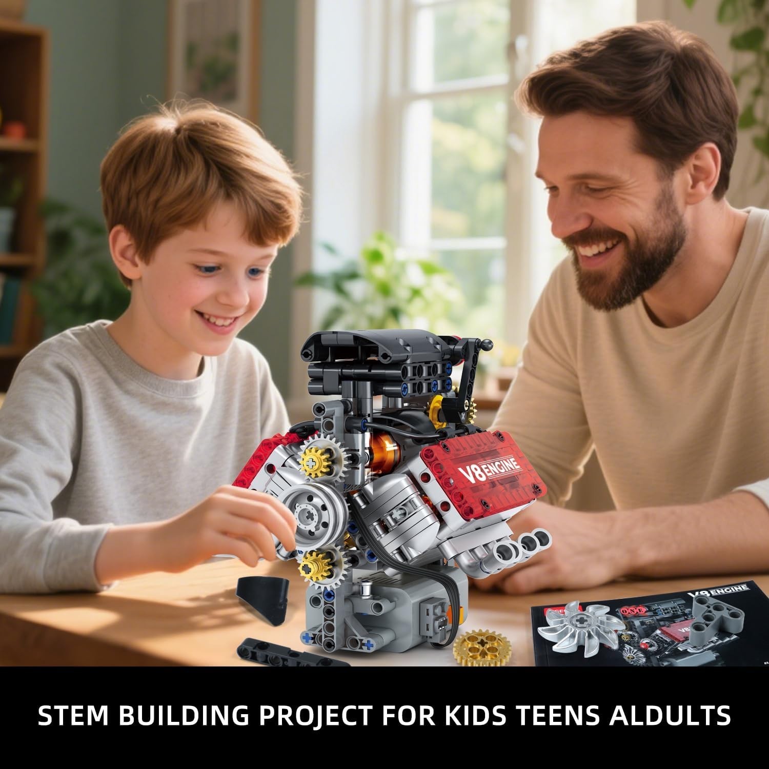 V8 Engine Building Set,V8 Engine Model kit that Run,Build Your Own STEM Mini …