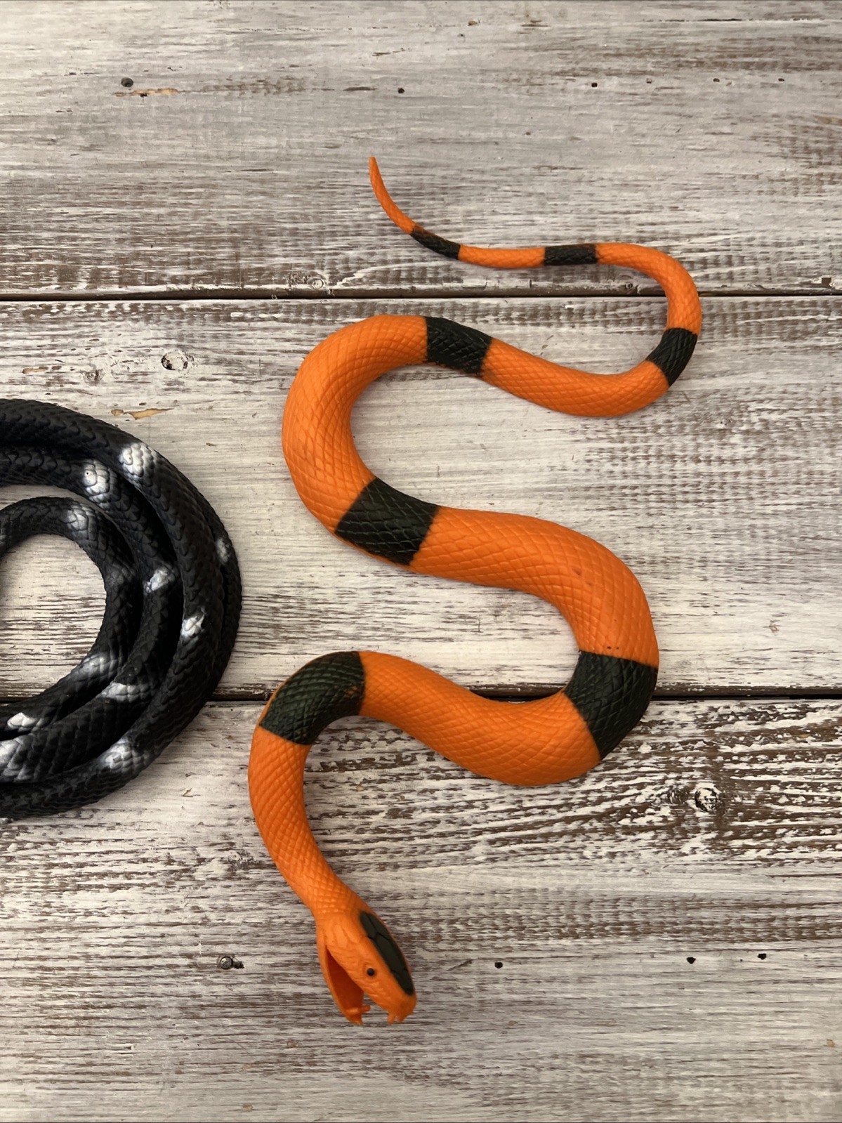 Lot of 4 Realistic, Rubber, Toy, Snakes. Colorful, Fake Reptiles For Play / Fun!