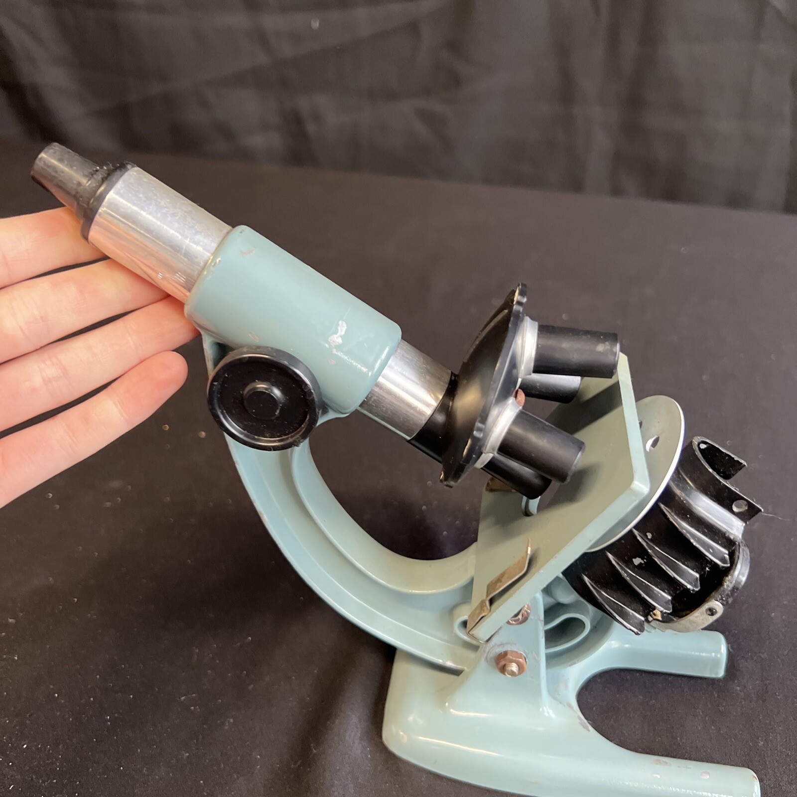 VTG 1960’s Porter Microcraft 264 Teal Science Lab Microscope w/ Case