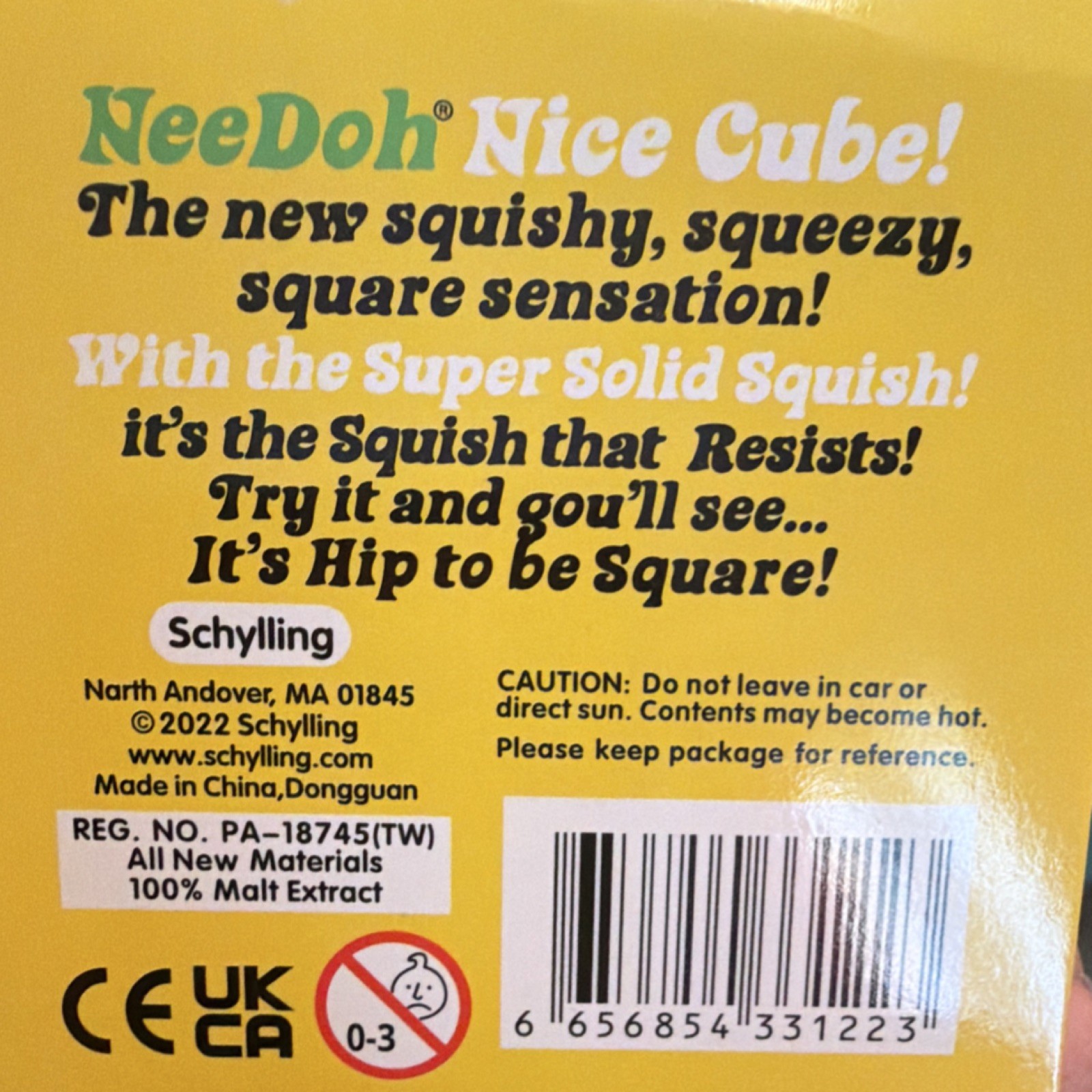 NeeDoh Nice Cube Butter Super Solid Squish Squeeze Toy Yellow/Pink 3+