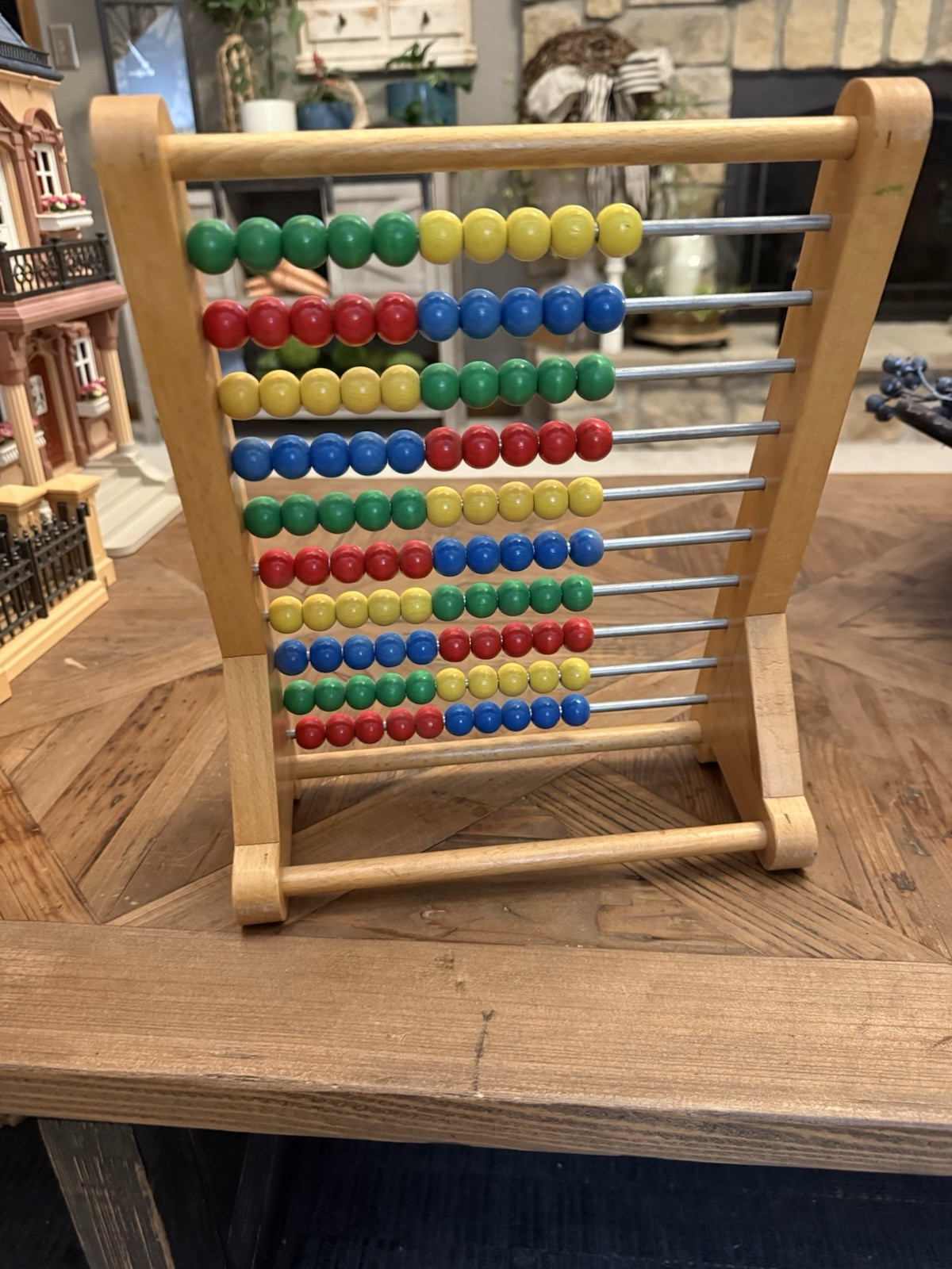 Wooden Abacus Mathematics Toy with Multicolored Beads for Ages 3-7 Years