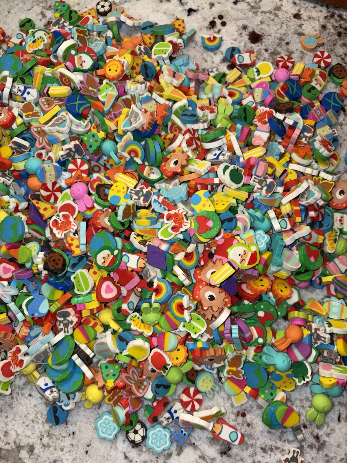 Huge Lot 1000+Colorful Mini Erasers STEM Kids Variety