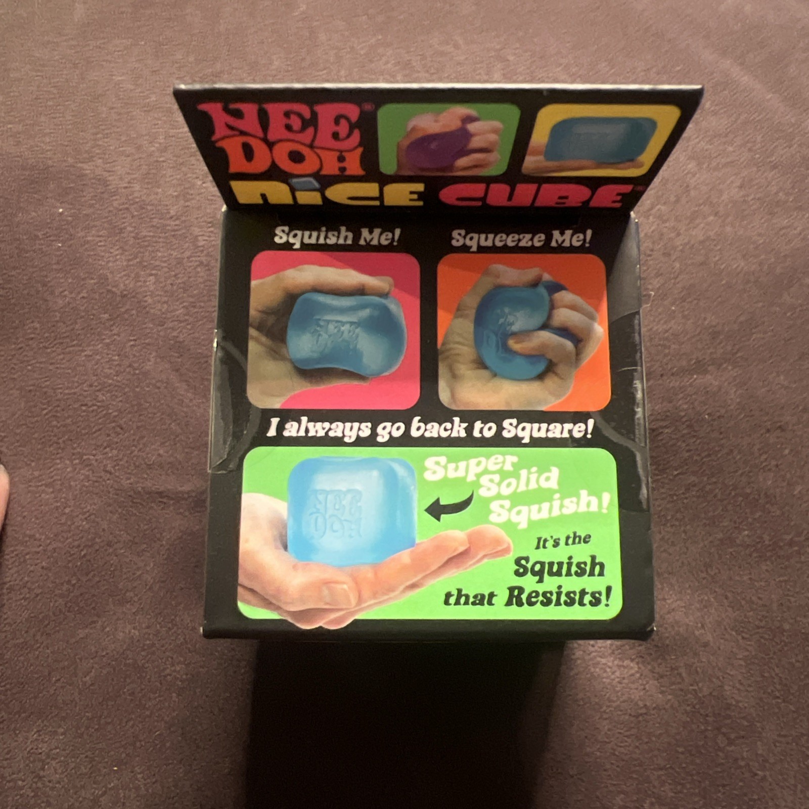 NEW Nee Doh Nice Cube Super Solid Squish Purple Toy, FAST SHIPPING!
