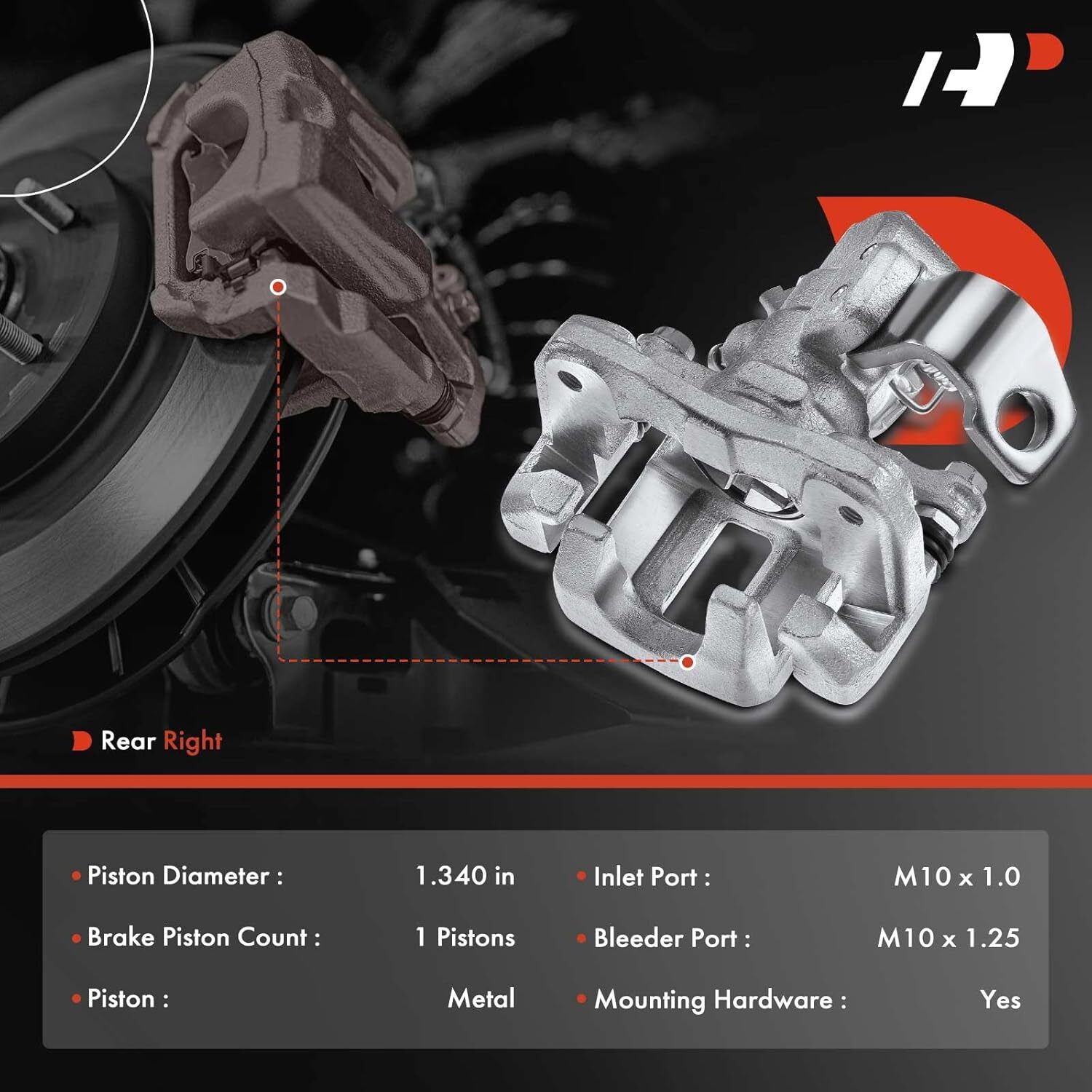 Rear Passenger Side APM Disc Brake Caliper Assembly with Bracket
