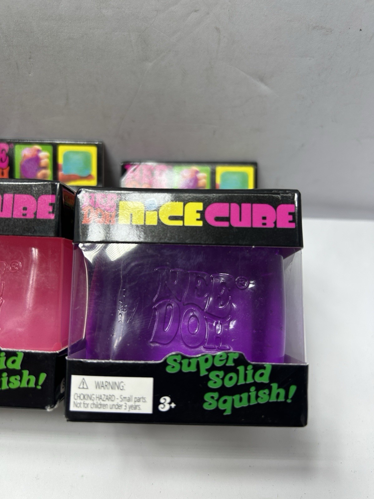 NeeDoh Nice Cube Super Solid Squish! Blue Pink Purple Lot Of 3 New In Boxes