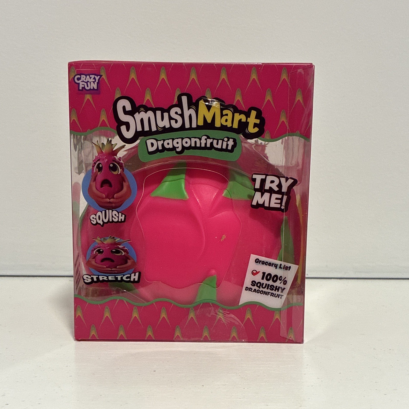 SmushMart Dragonfruit Squishy Squeeze Toy, Pink/Green, Ages 6+ 17+ MPN 9225170