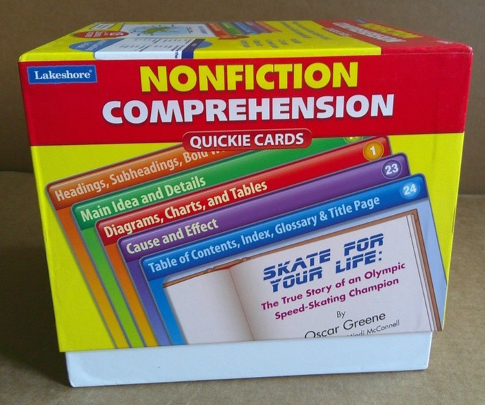 LAKESHORE Nonfiction Comprehension Quickie Cards with Box (100% complete)