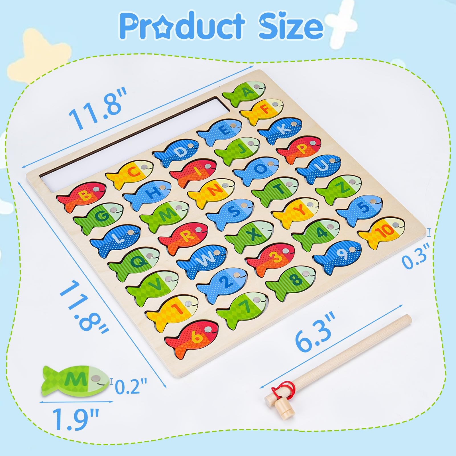 QTATOIU Magnet Fishing Toys for Alphabet and Numbers Medium, Multicolor