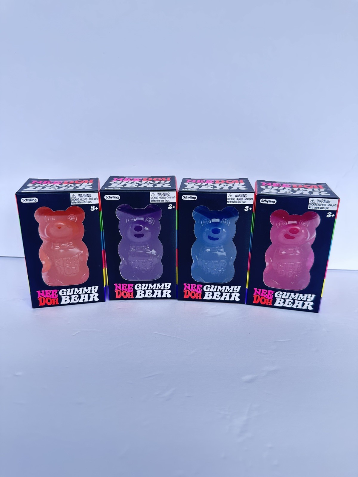 Nee Doh Gummy Bear- Blue, Purple, Orange, Pink- Sealed Lot of 4- 100% Authentic