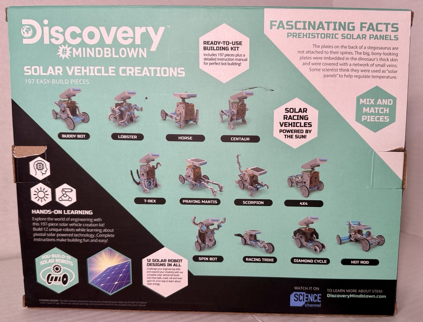 Discovery Mindblown Solar Vehicle Creations Kit STEM 12 Designs 197pc New 8+