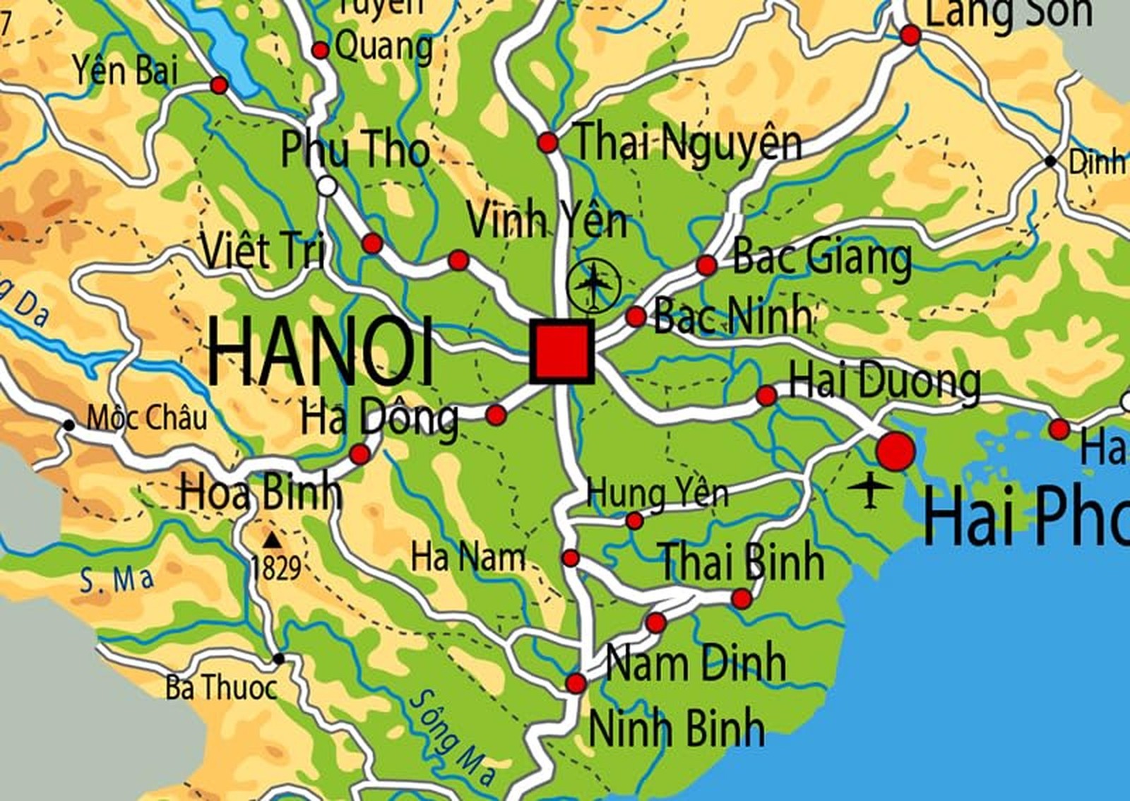 Vietnam Physical Map – 23.3 x 16.5 Inches – Paper Laminated