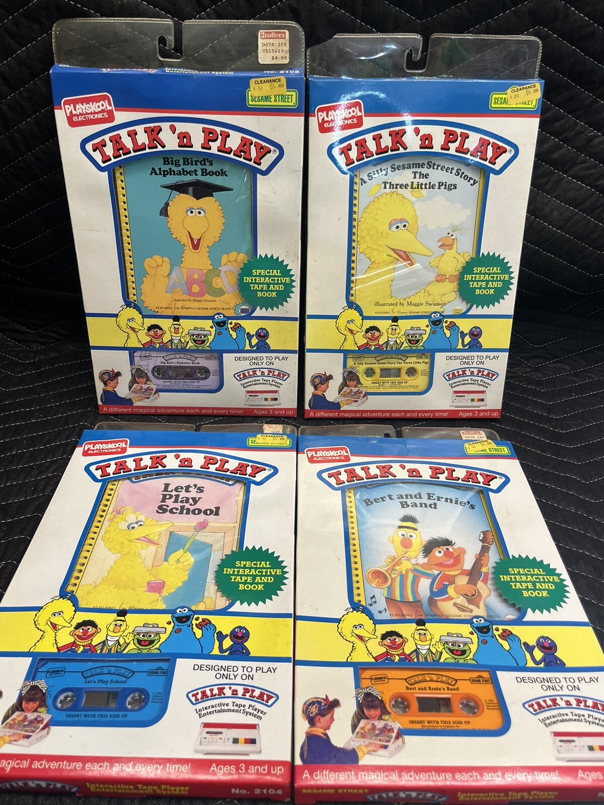 4 Vintage Playskool Talk ‘n Play Sesame Street Brand New Cassette Tapes In Box