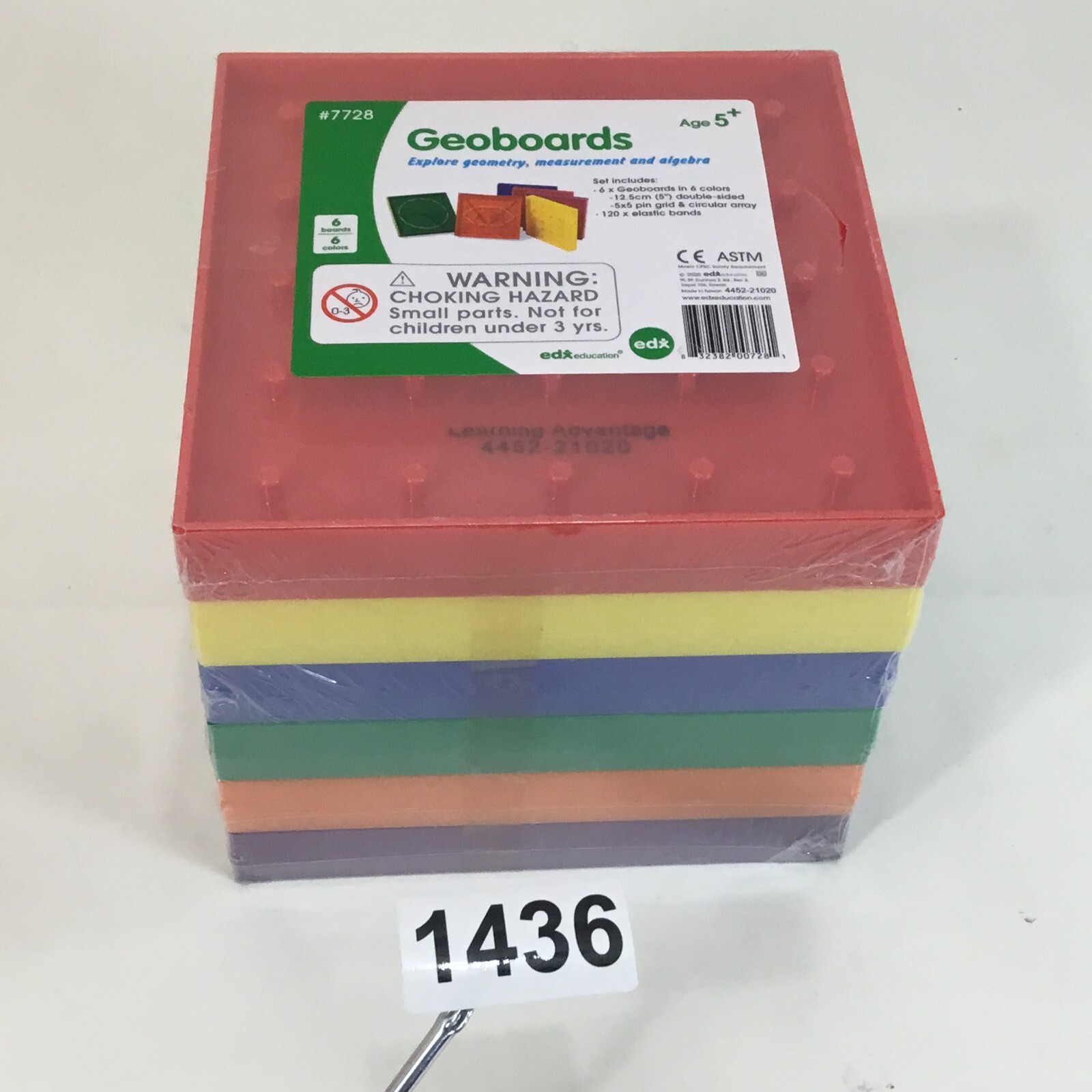 Geoboards Geometry Measurement Algebra Set of 6 Double Sided 6 Colors 120 Bands.