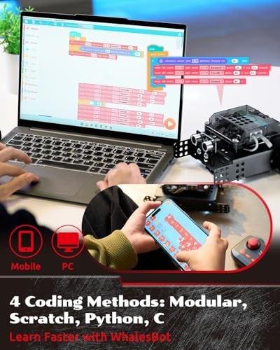 Smart Robot Car Coding Kit for Kids 8-16, STEM Remote Control, Python & Scratch