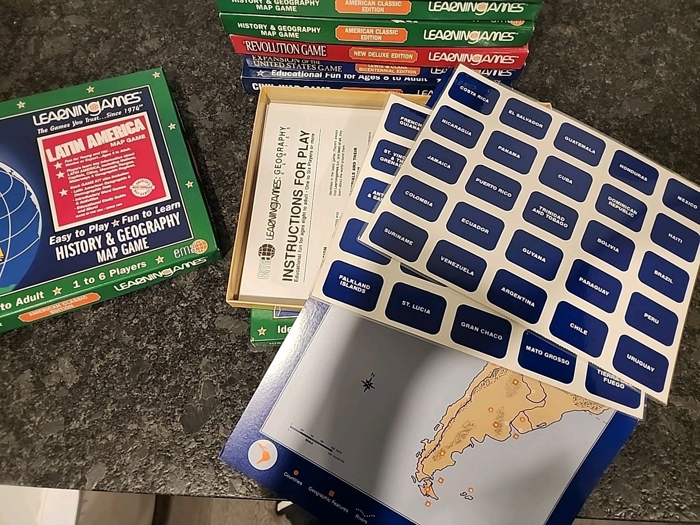 Lot of 8 NIB Vintage Learningames History & Geography Map Games NEW & COMPLETE